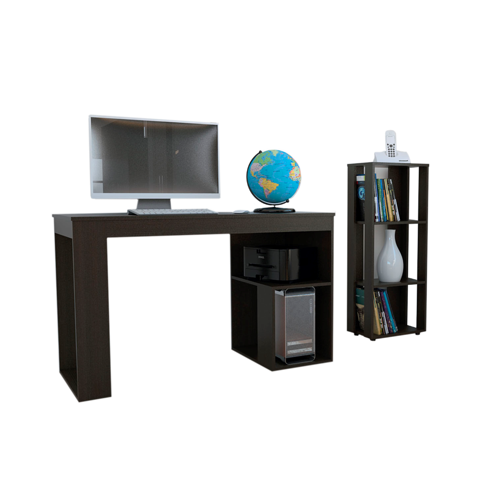 Librero + Escritorio Astana Color Office 2 Wengue Para Oficina